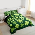 thumbnail image 3 of Feelyou Green Lucky Shamrock Full Size Comforter Sets, Spring Plant Bedding Sets, 3pcs, 3 of 8