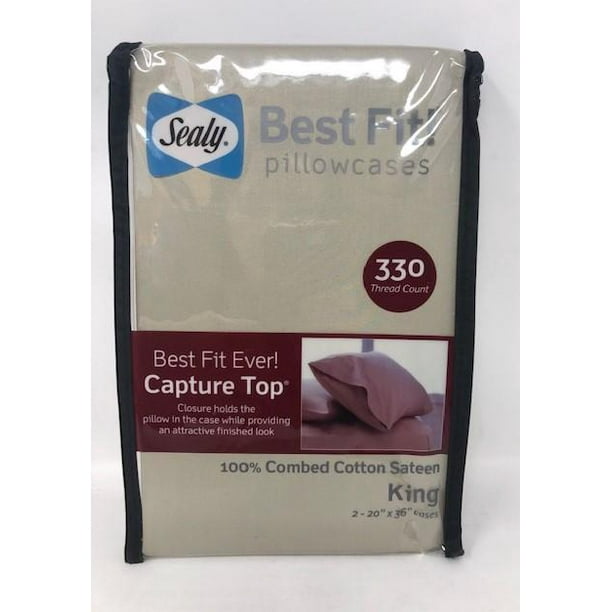 Sealy Best Fit Pillowcases 330 Thread Count Capture Top Closure King Sage