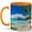 Orange, variant on Tropical Beach Coffee Mug, Ocean Lover Mug, Summer Vacation Birthday Christmas Gift, Palm Tree Turquoise Sea Island Landscape Art, 11 oz White Ceramic Coffee Cup for Tea Lover