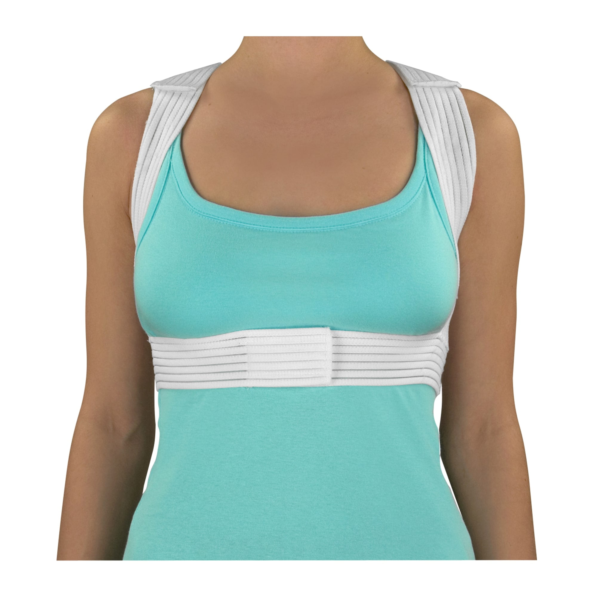 Posture Corrector for Men and Women under Clothes, Back Straightener and Posture Support, Upper Back and Shoulder Posture Brace, White, Medium-Large