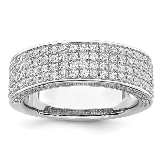 925 Sterling Silver 142 Stone Cubic Zirconia Cz Ring Wedding Fancy
