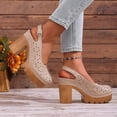 thumbnail image 6 of HomeDM Platform Heels Sandals for Women Closed Toe Slingback Slip-On Party Prom Pumps Shoes, Khaki Size 8.5, 6 of 10