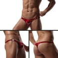 thumbnail image 3 of BKQCNKM Panties Thongs Mens Underwear Gay Underwear Men's Ultr-thin Ice Silk Man Low Waist U Underpants Men'S Underwear Underwear For Men Pack (Men) Red XXL, 3 of 3