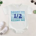 thumbnail image 2 of Baby Onesies Girl Baby Rompers Baby Girl 1/2 Birthday One-piece Outfit Birthday Bubble Romper Cute Embroidered Tshirt Bodysuit Short Sleeve Jumpsuit, 2 of 7