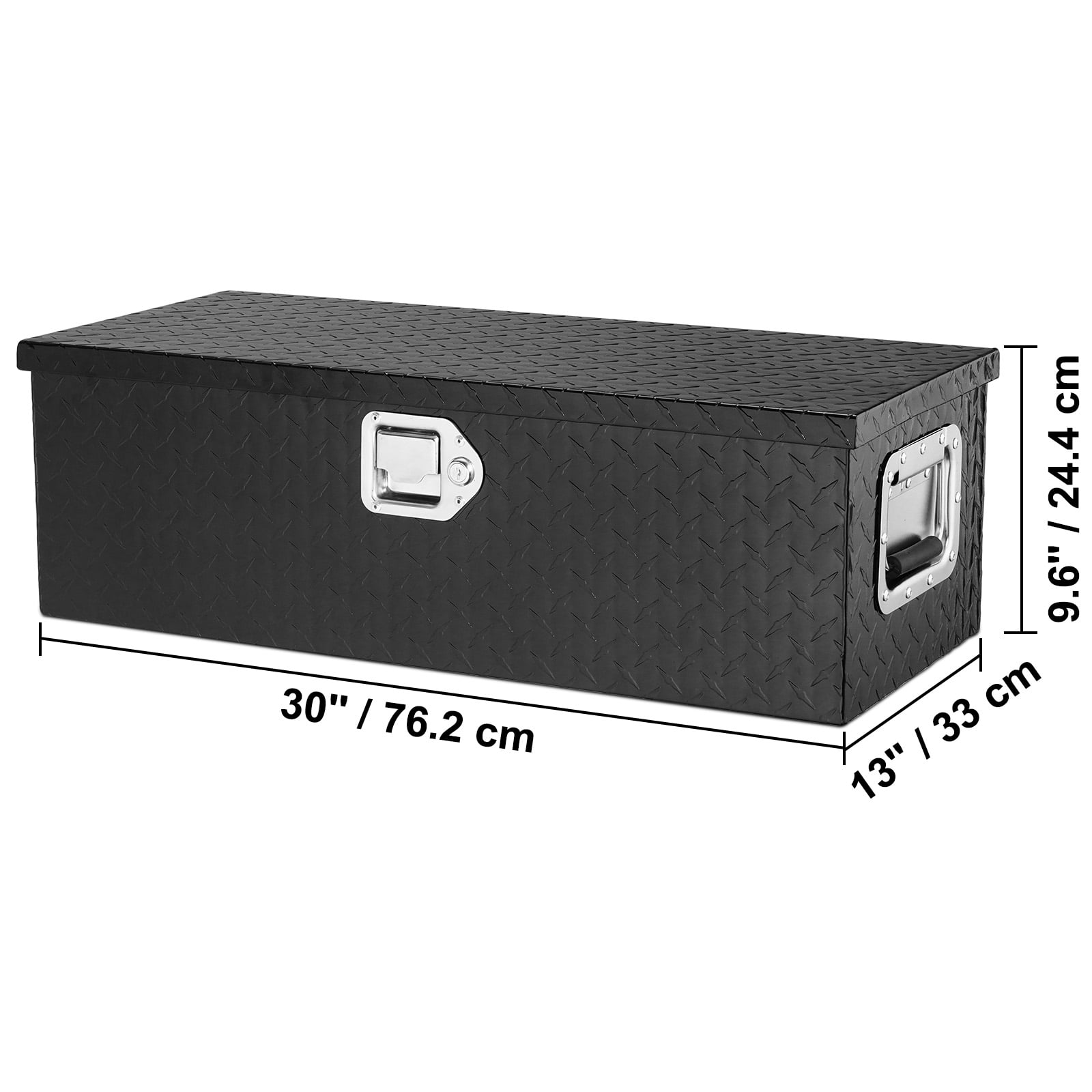 VEVOR Truck Tool Box 30"x13"x9.6" Heavy Duty Aluminum Bar Tread Tool Box for Pick Up Truck Bed