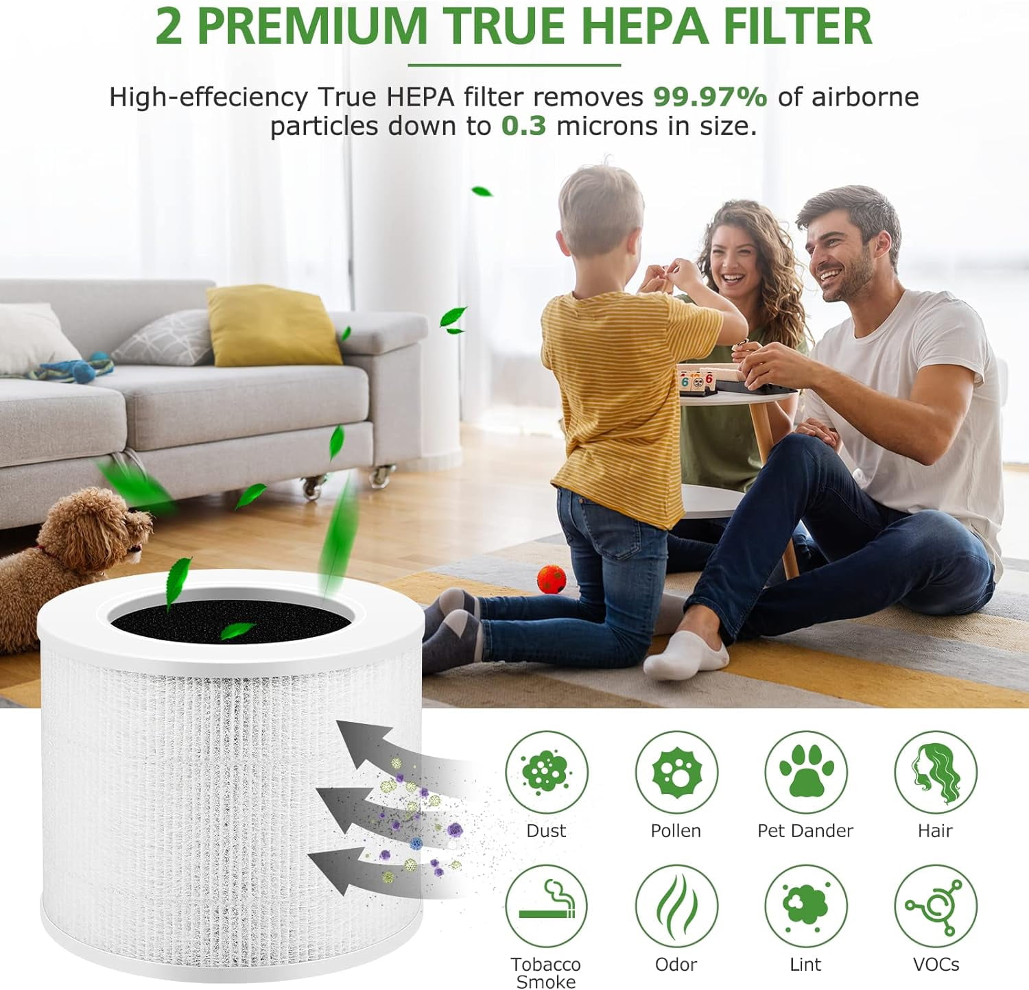 2 pack Air Purifier Filter Core Mini Replacement Filter Compatible with LEVOIT Core Mini-P Air Purifier, 3-in-1 H13 HEPA High-Efficiency Activated Carbon Replacement Filter