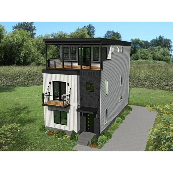 763-8051: Modern Contemporary 3 Bed, 4 Bath Luxury Home Plan, 2200 Sq Ft: Full Blueprints with License to Build by Home Plan Marketplace - Lesuto