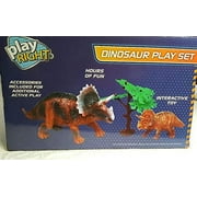 Triceratops Play Set (Mother, Baby, Tree Accessory) 8 inch Dinosaur Figure Toys Realistic Figure Toys Decoration Collection Party Favors for Kids