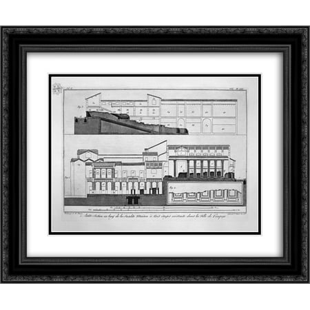 Giovanni Battista Piranesi 2x Matted 24x20 Black Ornate Framed Art Print 'Plan of the first and third floors of the three-story