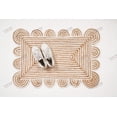 thumbnail image 3 of Rectangle Rug Natural Jute Rug Hand Braided Beige and White Color Rounding Line Area Rug, 3 of 5