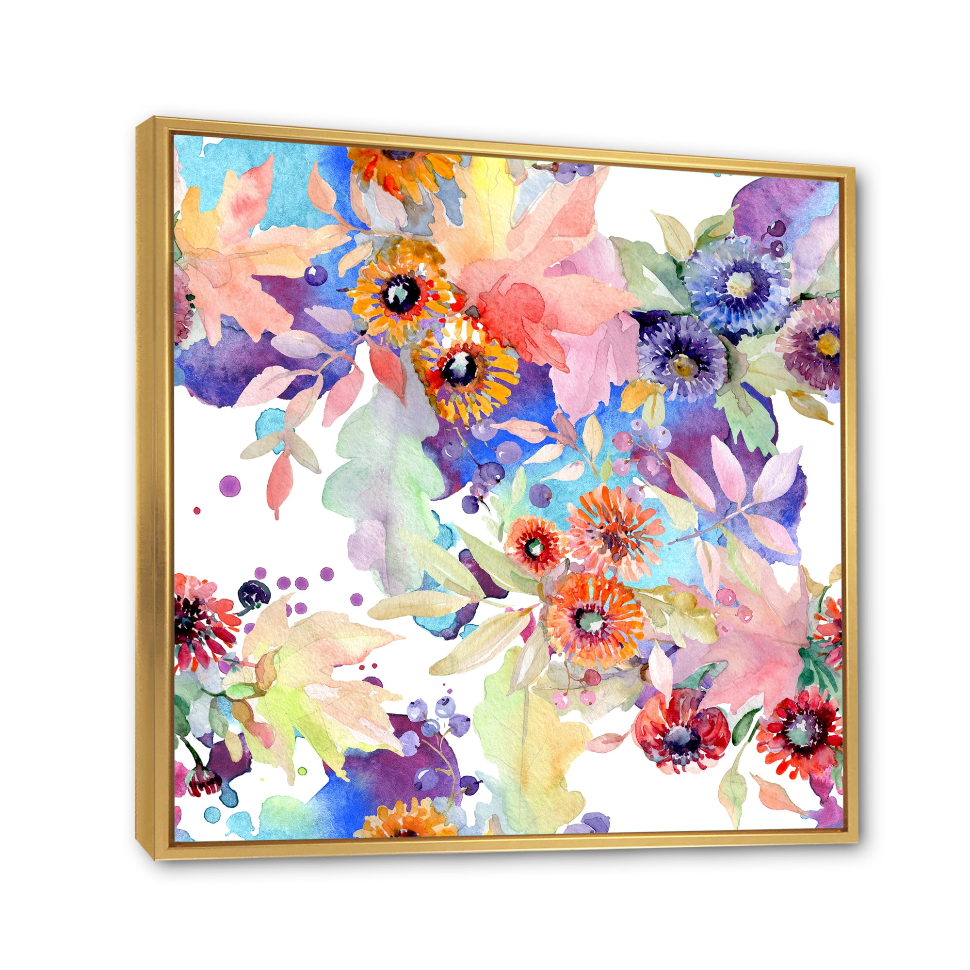 Designart 'Abstract Bouquet Floral Botanical Flowers' Modern Framed Canvas Wall Art Print