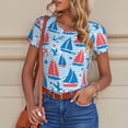 thumbnail image 4 of Cauagu Sailboats On A Waves Women's Crew Neck Round Short Sleeve T Shirts Tops Bodysuit Daily Jumpsuit-X-Large, 4 of 7