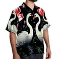 thumbnail image 2 of Swan Men's Short Sleeve Beach Shirts Poplin Spread Collar Tops Casual Printed Button Down Summer Unisex, 2 of 6