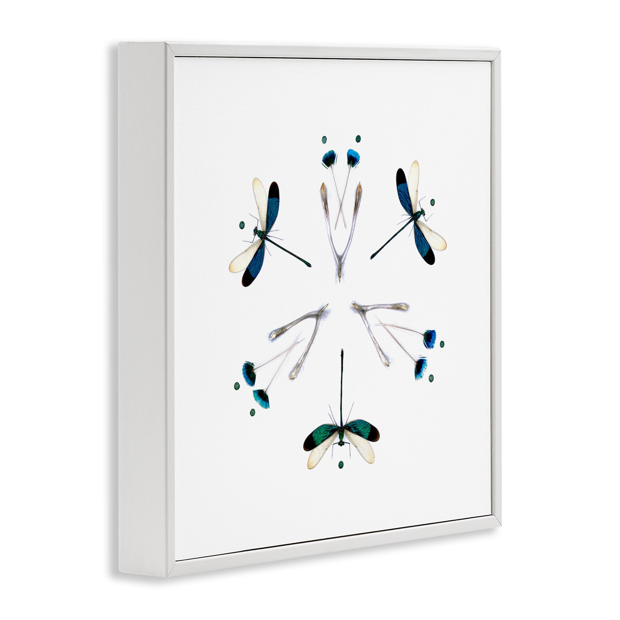 Stupell Industries Simple Dragonfly Symmetry White Framed Giclee Art, design by Beth Adoette