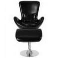thumbnail image 3 of Emma + Oliver Black LeatherSoft Side Reception Chair with Bowed Seat and Ottoman, 3 of 5