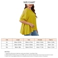 thumbnail image 5 of Camisa de manga corta de encaje de verano para mujer, camiseta holgada con dobladillo Irregular, Top informal con cuello redondo, amarillo XXL, 5 of 5