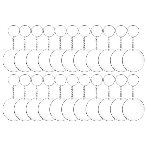Juego de 24 discos circulares transparentes de acrílico para llaveros, llaveros redondos de acrílico transparente para manualidades (transparentes)