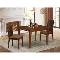 East West Furniture Milan 3-piece Wood Dining Set with Fabric Seat in Mahogany