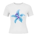 thumbnail image 6 of Xdegoge Womens Lily Floral Graphic Print Crop Tops Short Sleeve Crewneck Slim Fit Shirts Summer Casual Botanical Trendy Fitted T Shirts Y2K Vintage Inspired Basic Tees, 6 of 6