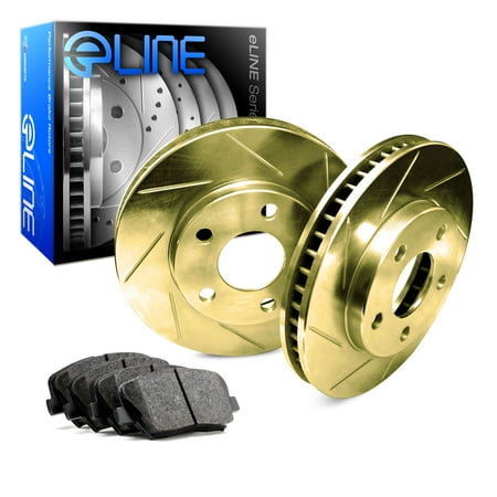 For 1986-1994 Suzuki Samurai Front eLine Gold Slotted Brake Rotors+Ceramic (Best Cam For Suzuki Samurai)