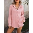 thumbnail image 4 of Spring And Summer Women's Wavy Texture Loose Fashion Shirt, 4 of 7
