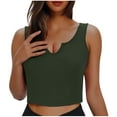 thumbnail image 2 of BiZtdJrK Womens Solid Crop Tank Tops V Neck Slim High Waist Sleeveless Shirts Casual Yoga Basic Tanks Army Green M, 2 of 4