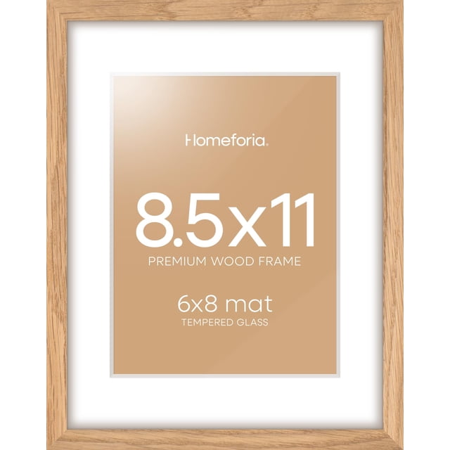Marco de fotos Homeforia, 8,5 x 11 cm, madera de roble natural con cristal templado