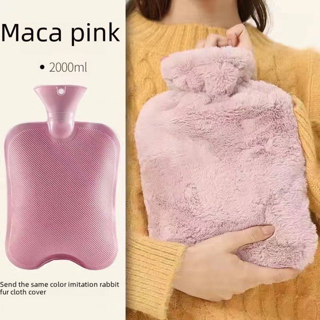 Bolsa de agua caliente de inyección de agua de invierno, bolsa de agua caliente de PVC a prueba de explosiones engrosada, compresa caliente para mujeres, calentador de manos de felpa para el hogar