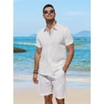 thumbnail image 6 of Youclos Short Sleeve Linen Shirts for Men Casual Button Down Hawaiian Shirt, 6 of 7