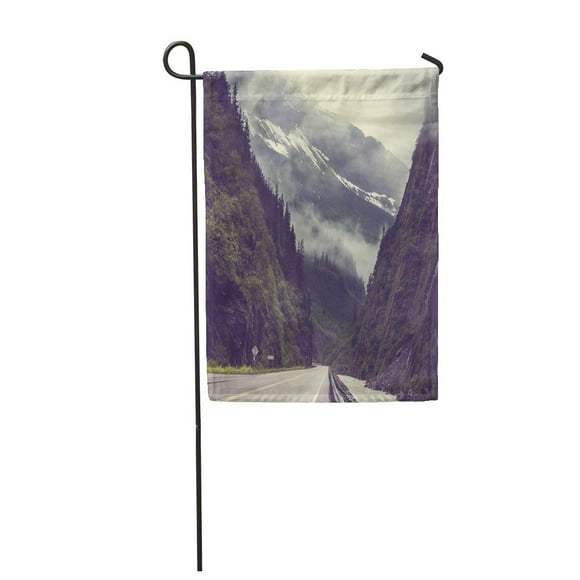 POGLIP Blue Roadtrip Dalton Highway on Alaska Green Road Vista Summer Garden Flag Decorative Flag House Banner 28x40 inch