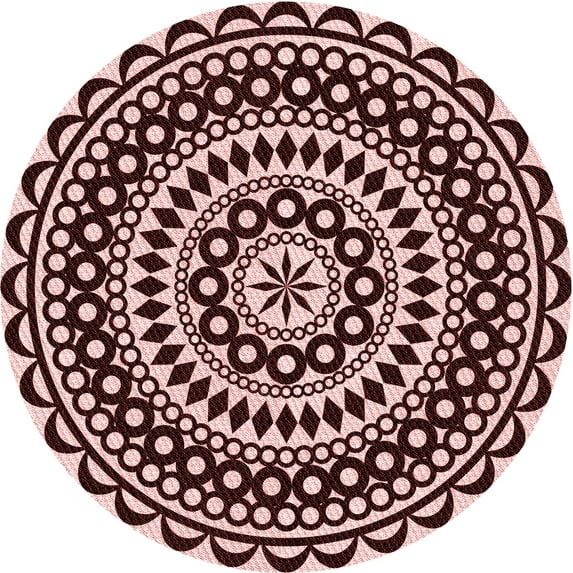 Ahgly Company Indoor Round Patterned Pink Area Rugs, 8' Round