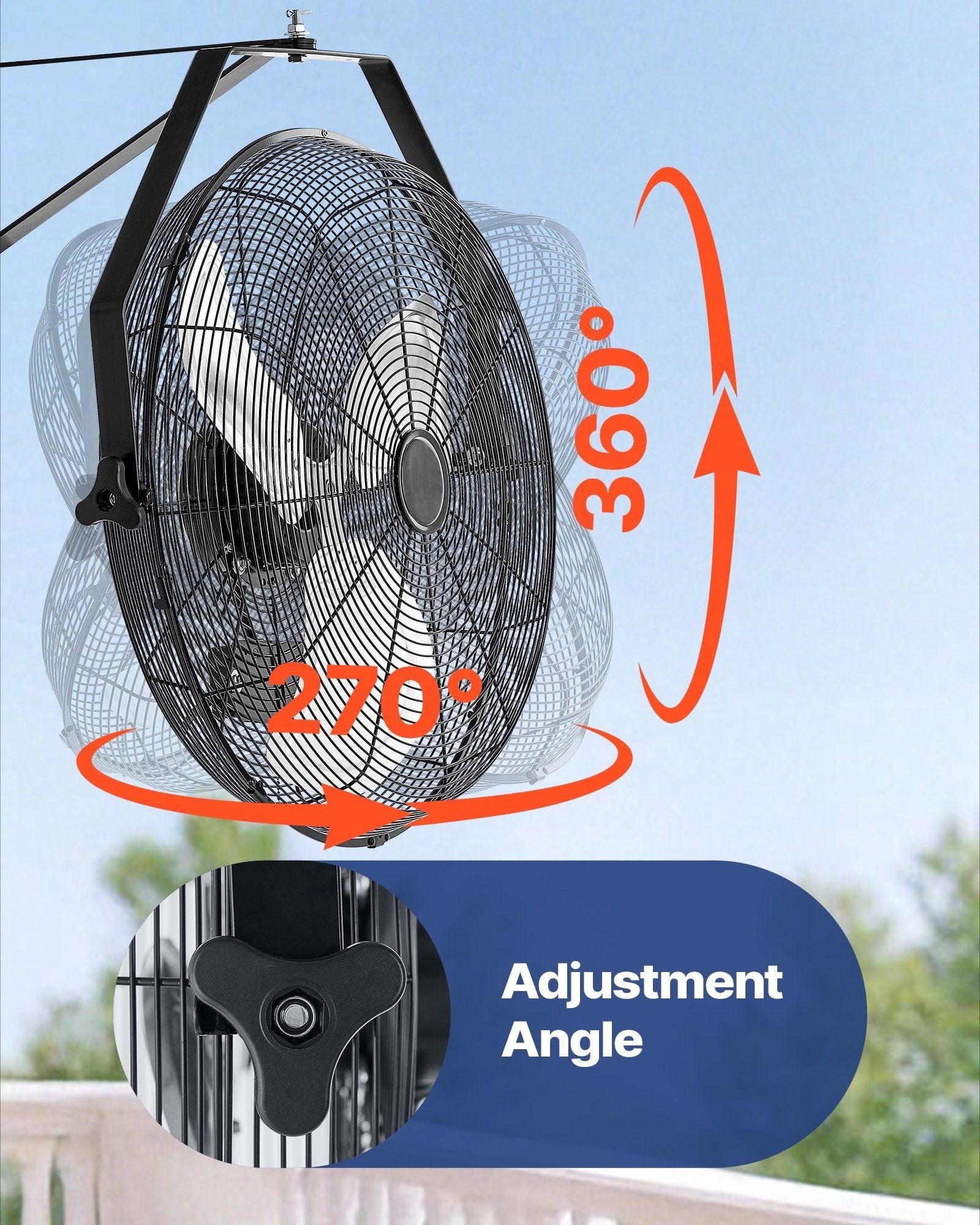 20 Inch Heavy-Duty Wall Mount Fan, 3-Speed 4650 CFM for Garage Workshop Cooling Ventilation