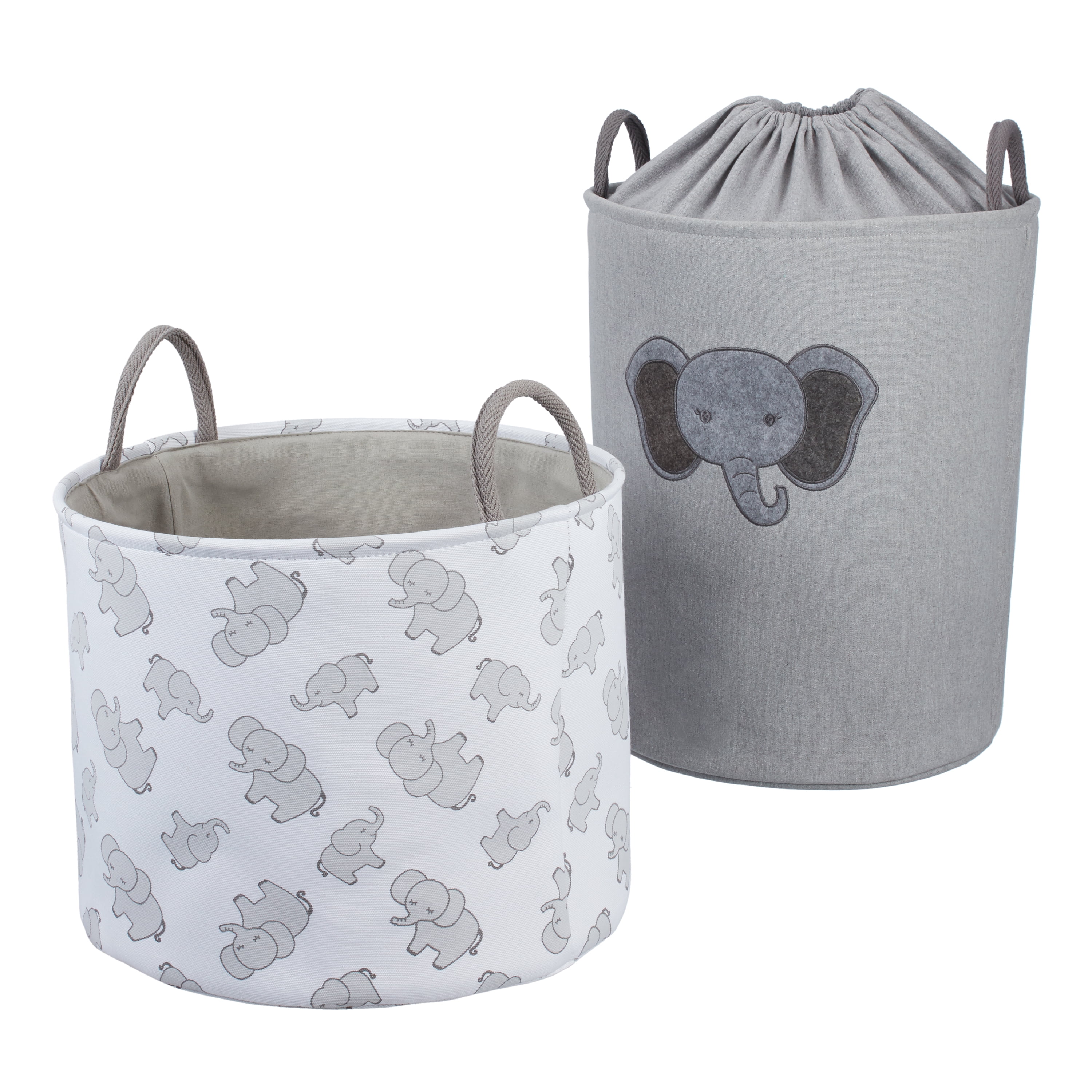 ACMUUNI 19.7 Round Canvas Large Clothes Basket Laundry Hamper with Handles,Waterproof Cotton Storage Organizer Perfect for Kids Boys Girls Toys Room elephant Bedroom Nursery,Home,Gift Basket
