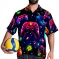 thumbnail image 4 of Game Controller Men's Casual Poplin Button Down Short Sleeve Hawaiian Beach Shirt, 4 of 6
