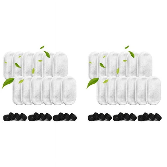 24x Cat Water Fountain Filters with 24 Sponges, Pet Replacement Filters for Stainless Steel 108Oz/3L, 67Oz/2L