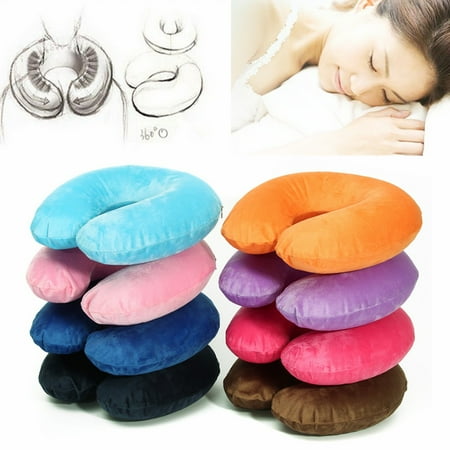 Inflatable Geometric Shapes Outdoor Portable Inflatable U Shape Pillow Cushion - Shoulder Neck Relief For Travel Office Plane Sleeping ()