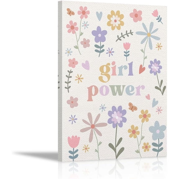 Girl Nursery Pastel Colorful Wildflower Girl Power Wall Decor Canvas Wall Art Painting Paints Picture for Home Girls Kids Room Playroom Nursery,11x14 Inch,Gifts for Kids Girls