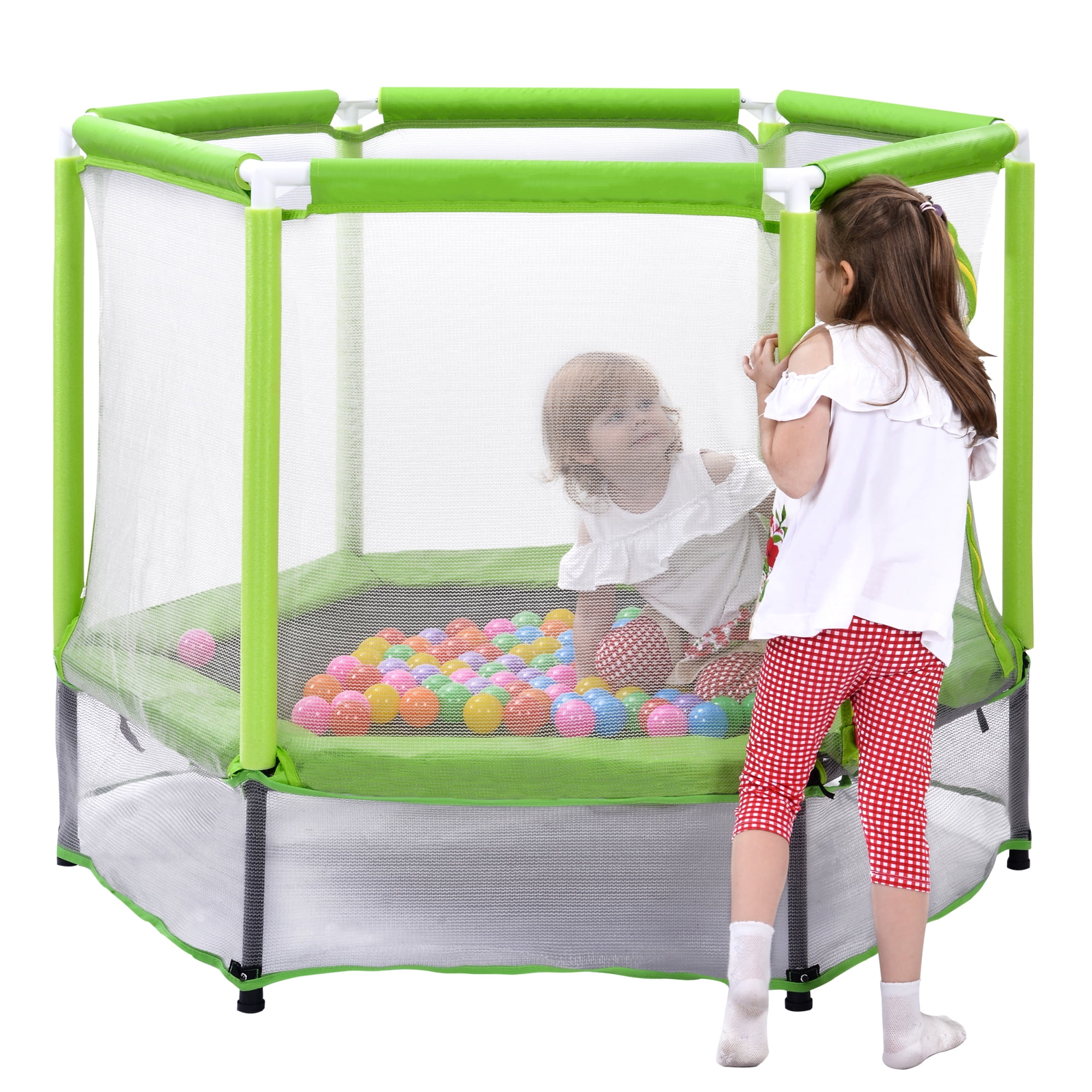 Arspjes 55'' Trampoline for Kids,Indoor Outdoor Mini Trampoline with Safety Enclosure Net and Balls,Small Trampoline Birthday Gifts for Boys and Girls,