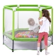 thumbnail image 3 of HOQBN 55 Inch Trampoline,Indoor Outdoor Mini Trampoline with Safety Enclosure Net and Balls for Kids,Green, 3 of 10