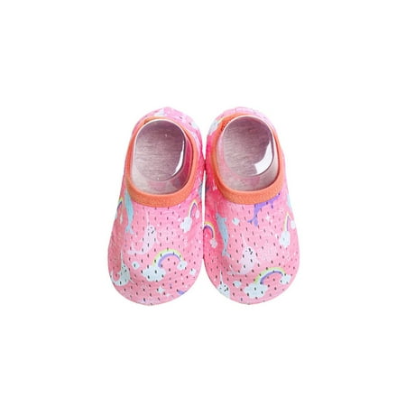 

Lacyhop Boys Girls Floor Slippers Cartoon Crib Shoes Prewalkers Sock Slipper Walking Non-slip Socks Breathable Pull On Soft Shoe Mesh Pink Dolphin 5C