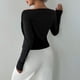 thumbnail image 4 of Ailaofu Women's Off Shoulder Long Sleeve Tops Ruched Going Out Crop Shirts Slim Fit Y2K Tee Blouse, 4 of 5