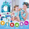 thumbnail image 3 of Hot Bee Kids Vanity Sets for Little Girls, Light up Makeup Table w/ Mirror, Hair Salon Prentend Play Set with Chair,  Princess Toy Gift for Girls 3-6, 3 of 8