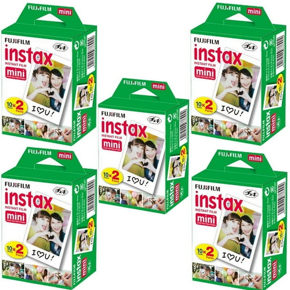 5 Packs of Fujifilm Instax Mini Twin Pack Instant Films - 100 Exposures!
