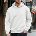 thumbnail image 2 of Men's Cable Knit Hoodies Casual Long Sleeve Sweatshirts Fashion Basic Tops Solid Color Hooded Winter Sweater Shirt (M, White), 2 of 5