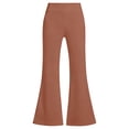 thumbnail image 6 of Siminsem Women's Flared Yoga Leggings With Pockets High Waisted Butt Lifting Workout Pants Casual Summer Travel Beach Palazzo Pants Petite Lounge Wear, Brown, S, 6 of 6
