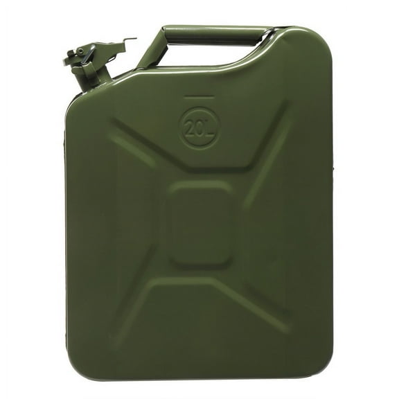 20L Portable Fuel Storage Can - Army Green American Jerry Can for Gasoline, Diesel, Oil & Petrol w/ Spout & Vent - Heavy Duty