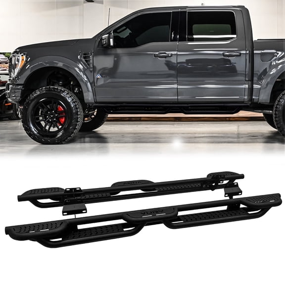 Vijay Running Boards Compatible with 2015-2025 Ford F150 Crew Cab 4 Doors Bolt-on Side Steps Rails Steel Nerf Bars
