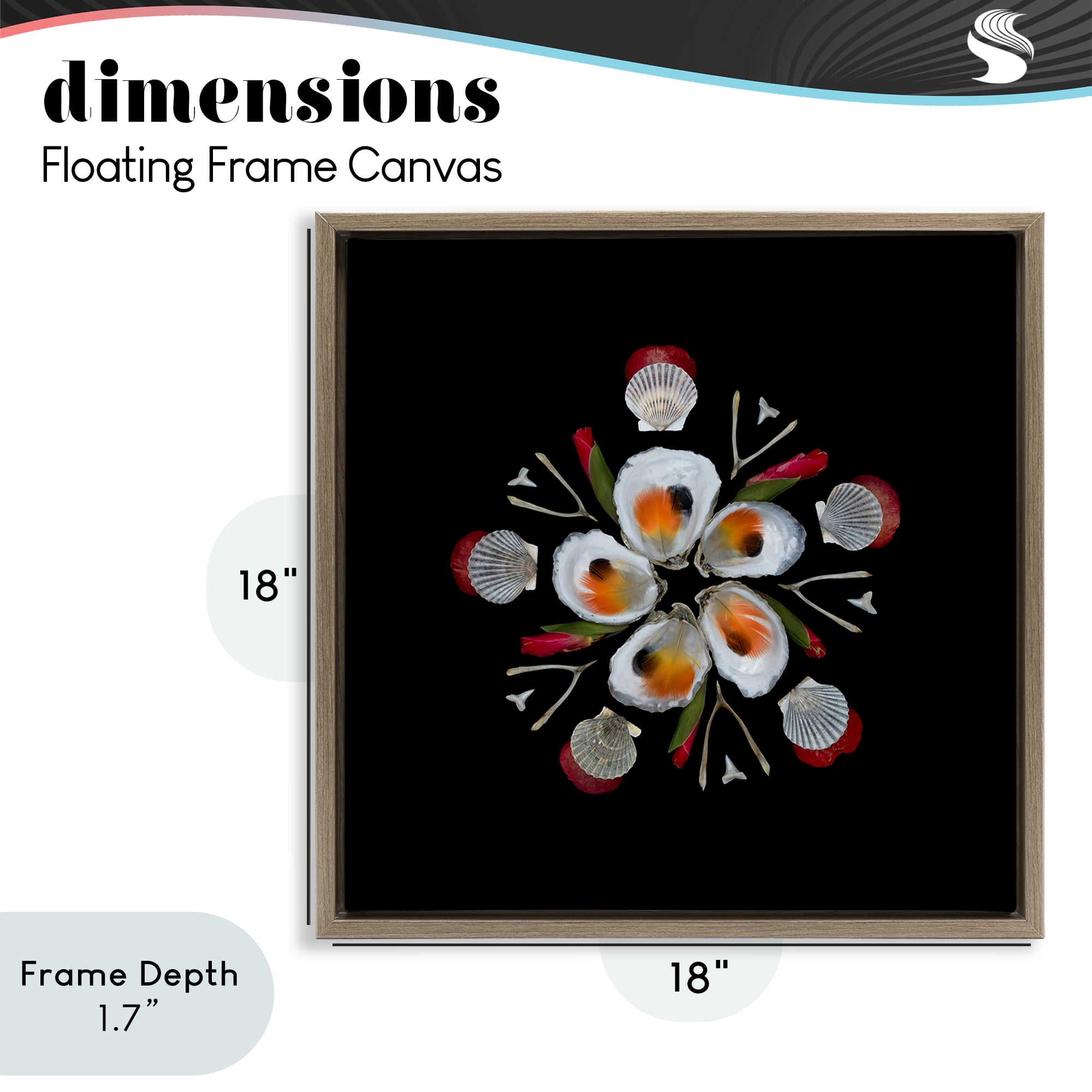 Stupell Industries Nautical Oysters Mandala Brown Framed Floater Canvas Wall Art, design by Beth Adoette
