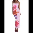 thumbnail image 1 of Vestido Floral para Mujer, Verano 2025, con Tirantes Finos, Ajustado, de , para Vacaciones en la Playa. Rosa M, 1 of 10