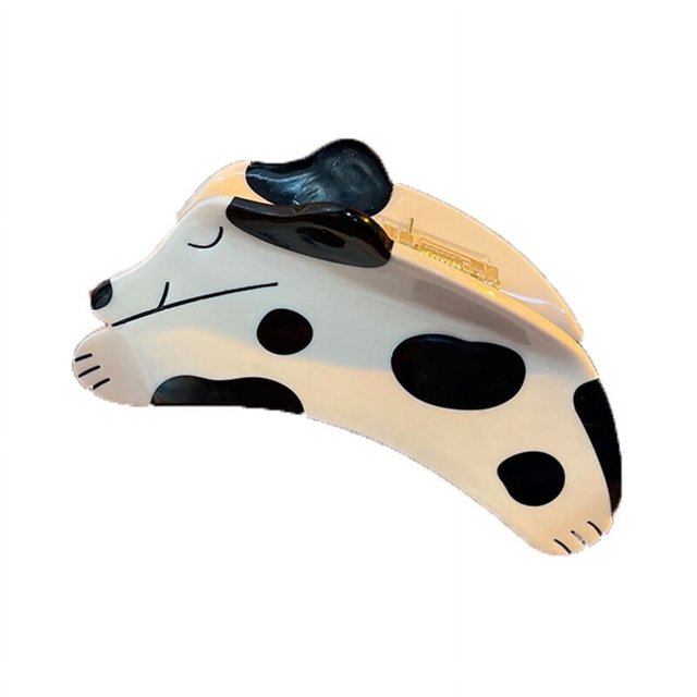 Cartoon Hair Claw Sleeping Puppy Shape Rhinestone Cross Teeth Contrast Color Anti-slip Anti-break Spotted Hair Fixation Decoration Hair Gripper